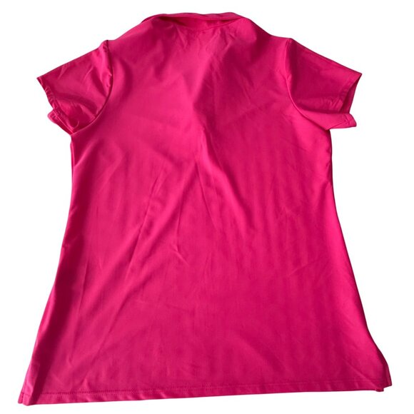 Jude Connally Austin Swing Pink Polo Shirt Nylon/Spandex Short Sleeve Ruffle Col - Picture 2 of 7
